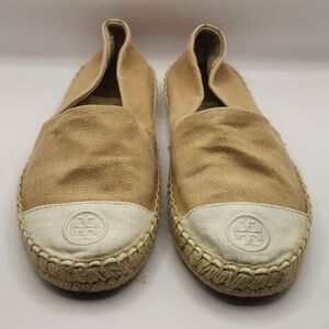 Tory Burch Tan and Cream Espadrilles Size 8